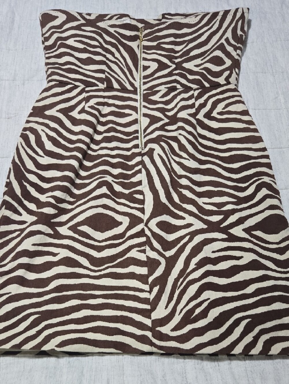 kate spade Strapless Zebra-Print Dress in Brown and Cream - Picture 6 of 16